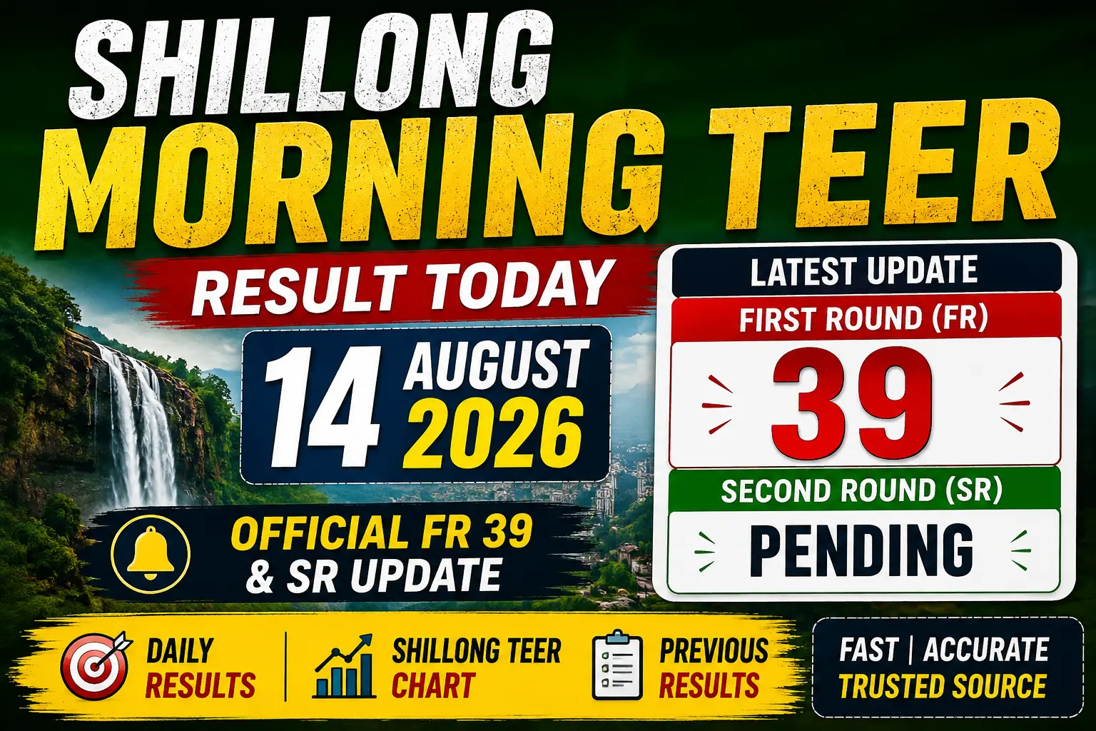 Shillong Morning Teer Result Today 14 August 2026: Official FR 39 & SR Update